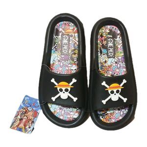 NEW One Piece Skull SLIDES Black Sandals Men's size 9 Slip-on Shoes NWT Rare!